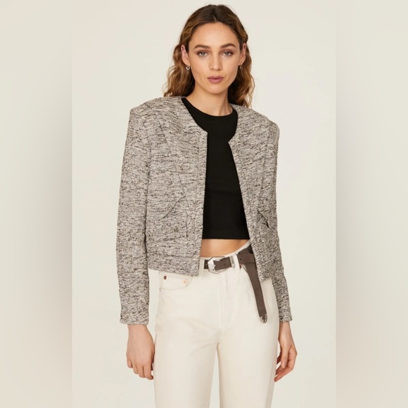 Iro Metallic Nakilo Jacket Blazer Sz 36 Silver Gray White - Picture 1 of 8